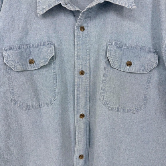 Wrangler Mens Premium Comfort Flex Long Sleeve Button Down Shirt Blue 2XT HLB2K - Picture 4 of 9